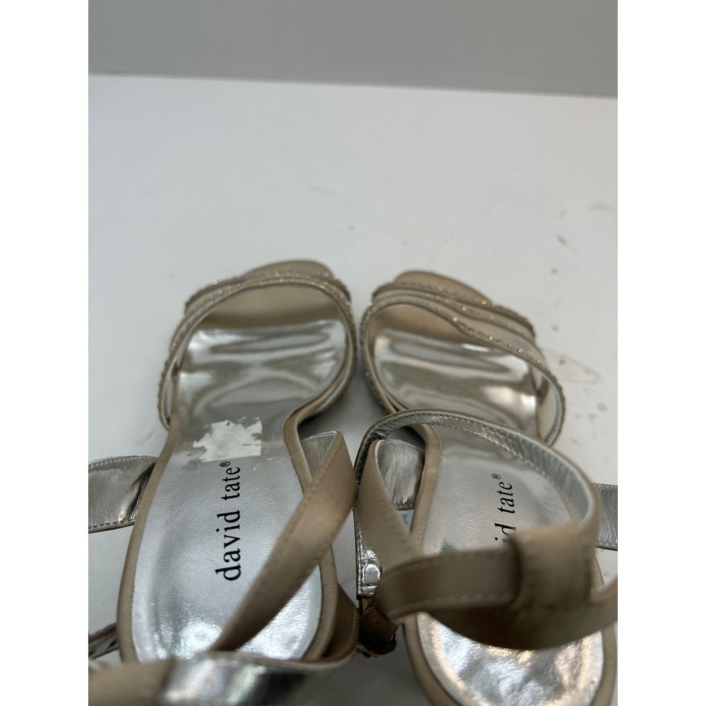 David Tate Slingback Heels Womens 10M Champagne Silver